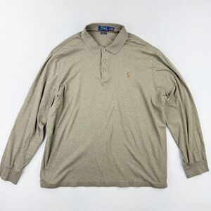 Polo Ralph Lauren Long Sleeve Polo Shirt Mens Size XL Classic Fit Brown